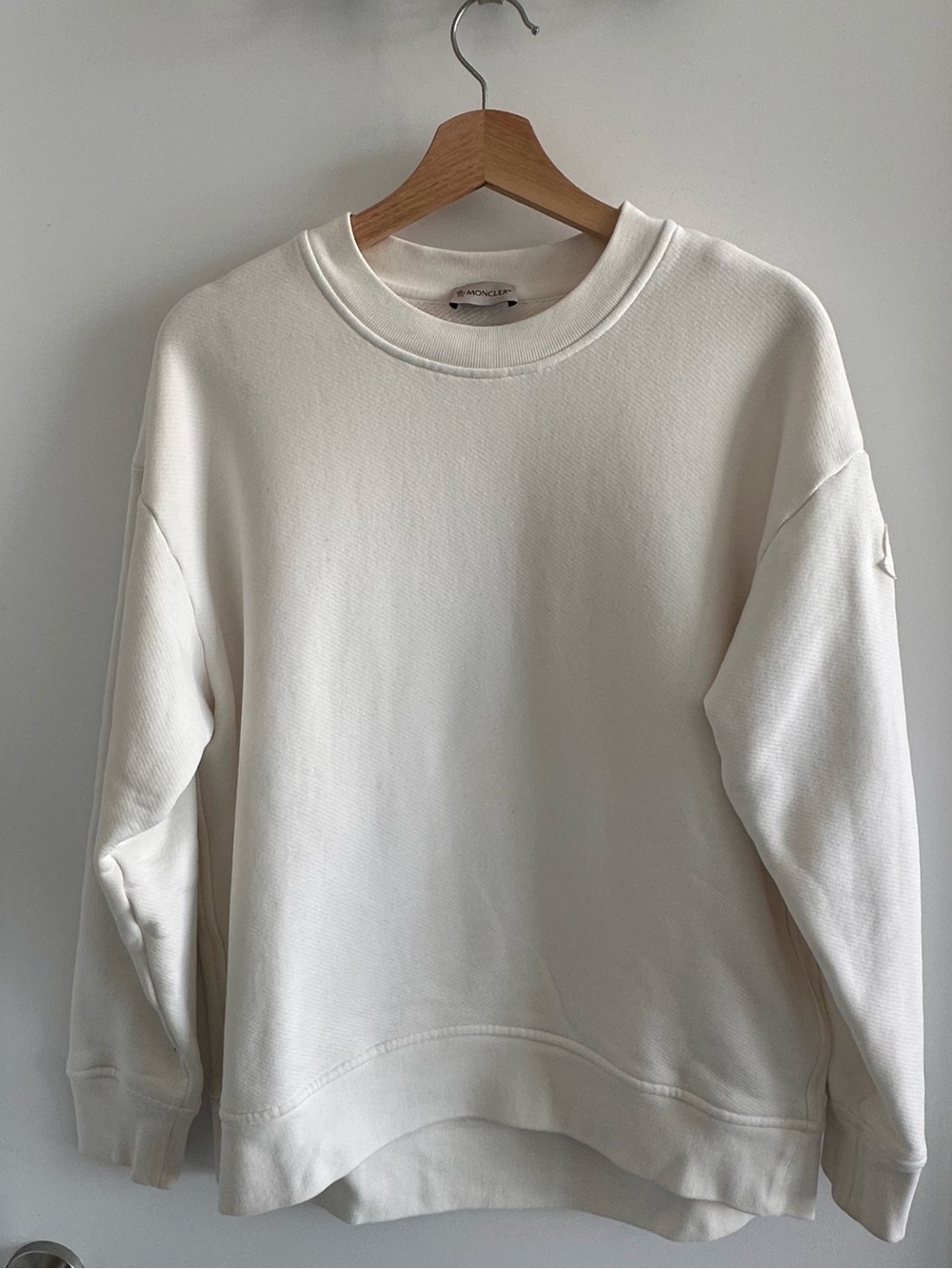 Moncler White Logo Back Print Sweatshirt Size S